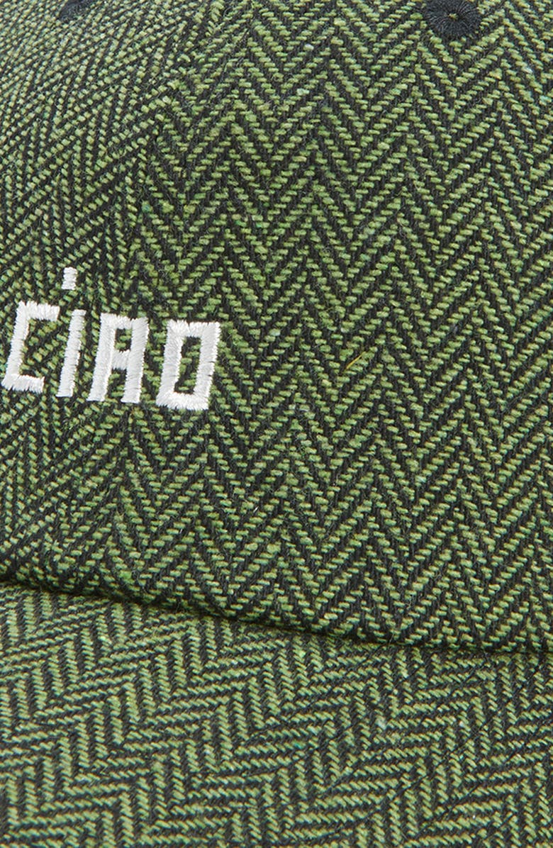 Clare V. Wool Herringbone Adjustable Baseball Cap, Alternate, color, Green & Black W Petit Ciao
