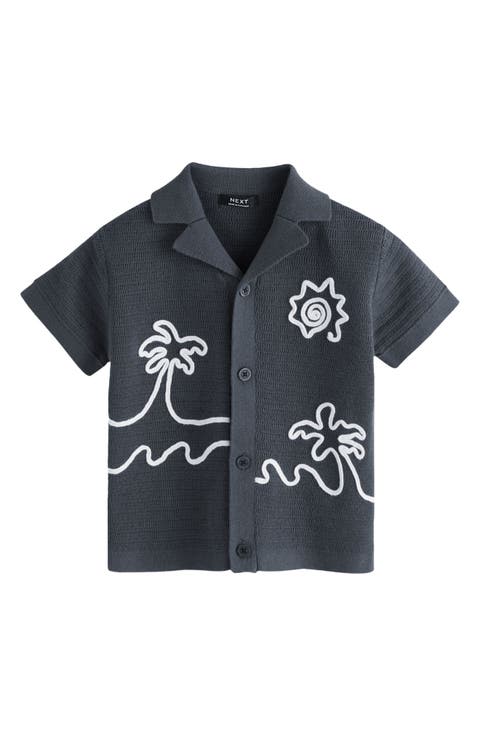 Kids' Beach Scene Knit Button-Up Shirt (Baby, Toddler & Little Kid)