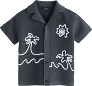 NEXT Kids' Beach Scene Knit Button-Up Shirt