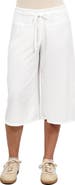 24seven Comfort Apparel Womens Basic Ribbed Knit Drawstring Flared Capri Pants