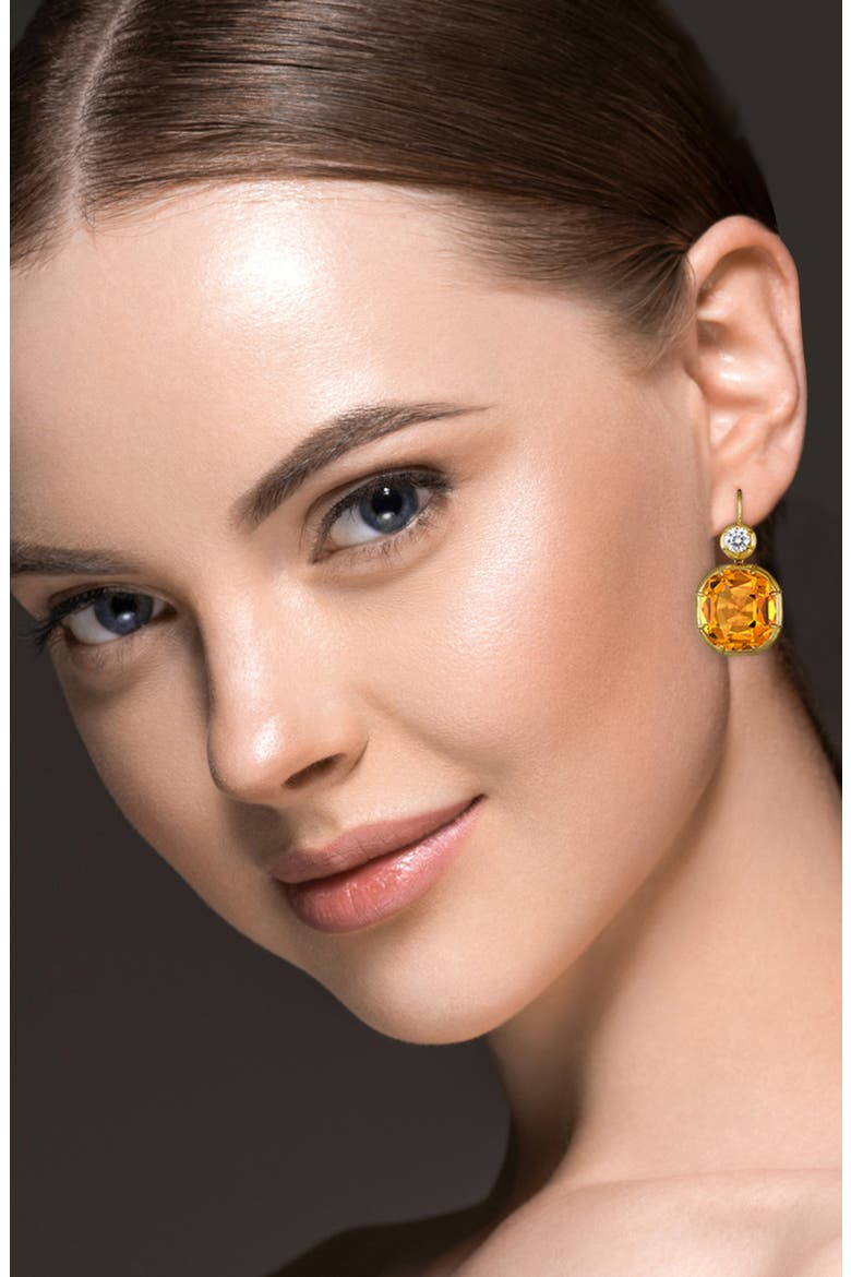 Imperial Citrine & Diamond Drop Earrings, Alternate, color, D1.20 CI 18KYG