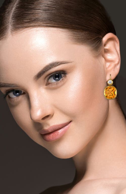 Mindi Mond Imperial Citrine & Diamond Drop Earrings In Gold