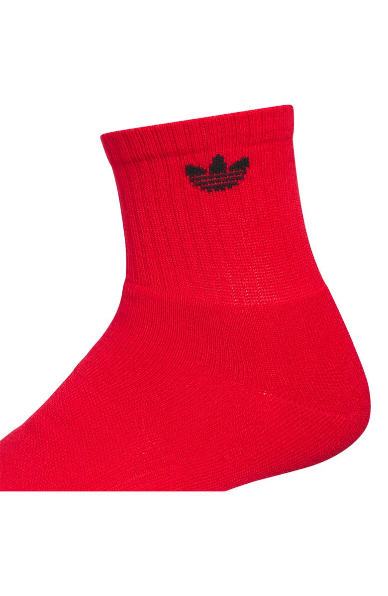 adidas Gender Inclusive Originals Trefoil 6-Pack Quarter Socks, Alternate, color, Scarlet/ Green/ Royal Blue