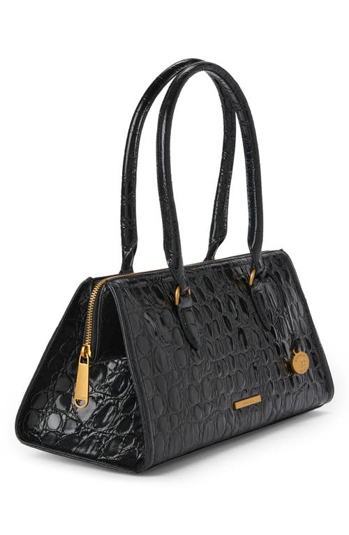 Brahmin Sophia Croc Embossed Leather Satchel In Black
