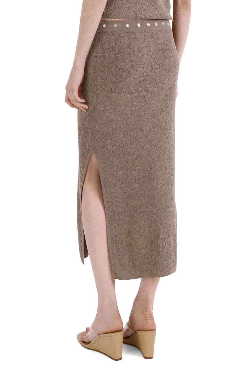 MANGO Button Detail Side Slit Maxi Skirt, Alternate, color, Medium Brown
