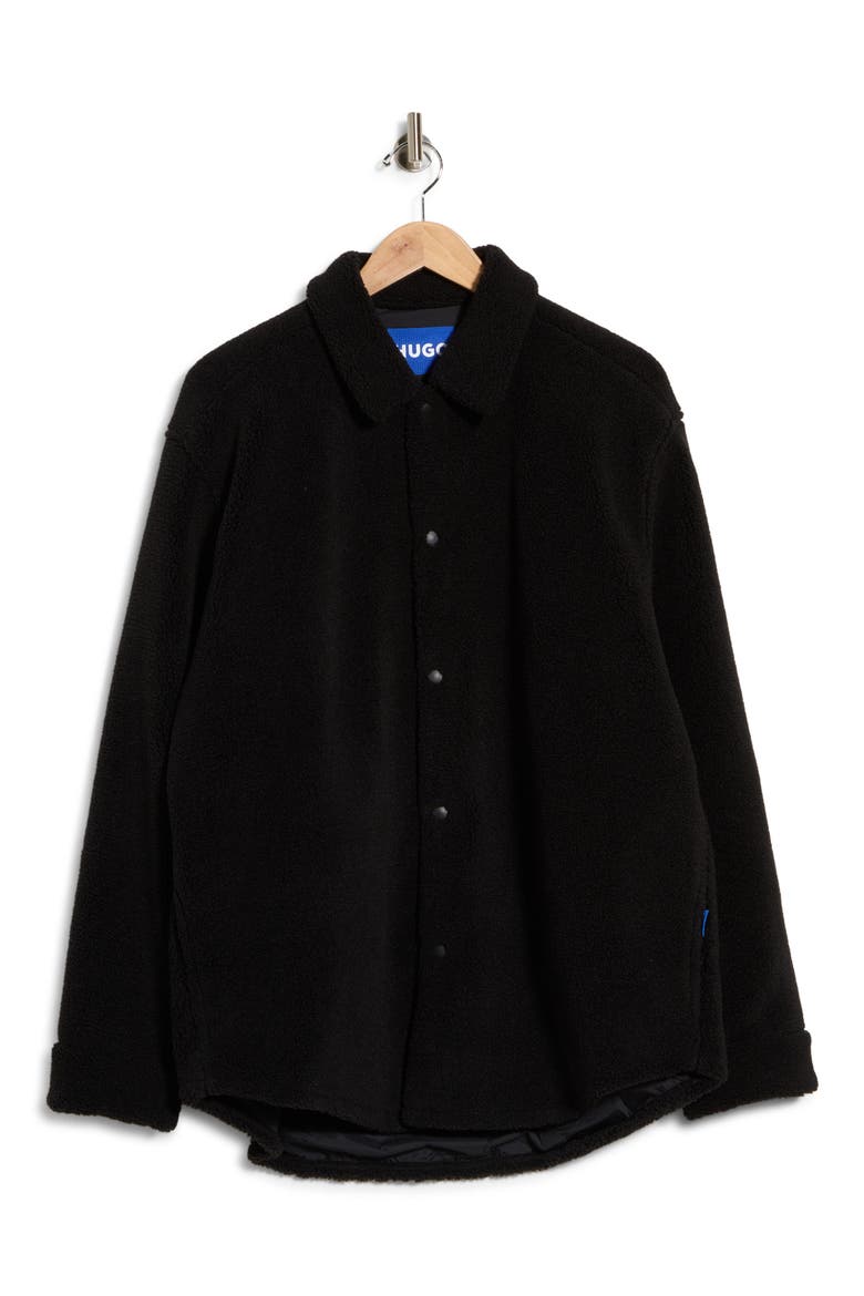 Ebolt Teddy Faux Shearling Shirt Jacket, Main, color, BLACK