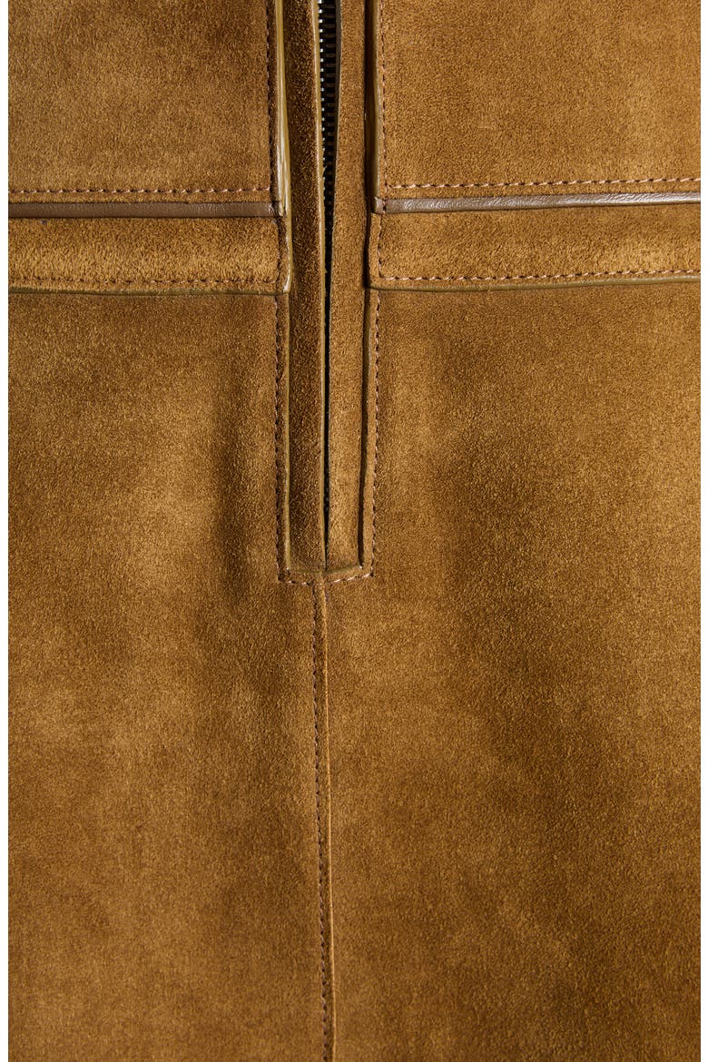 Inverted Pleat Suede Miniskirt, Alternate, color, DARK CHARTREUSE