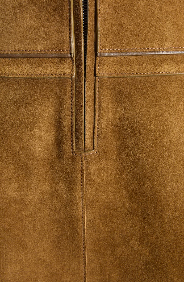 TOM FORD Inverted Pleat Suede Miniskirt, Alternate, color, Dark Chartreuse