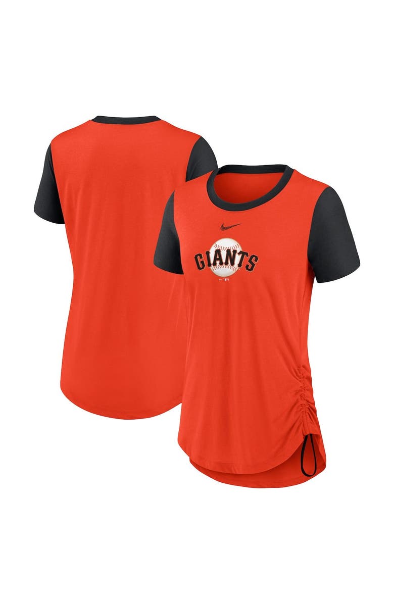 Nike Women's Nike Orange San Francisco Giants Hipster Swoosh Cinched Tri-Blend Performance Fashion T-Shirt, Main, color, 