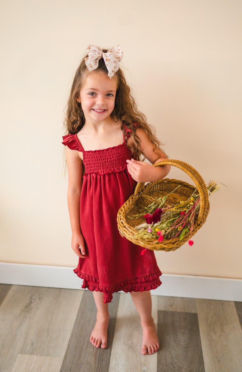 L'ovedbaby Smocked Organic Cotton Dress, Alternate, color, Crimson