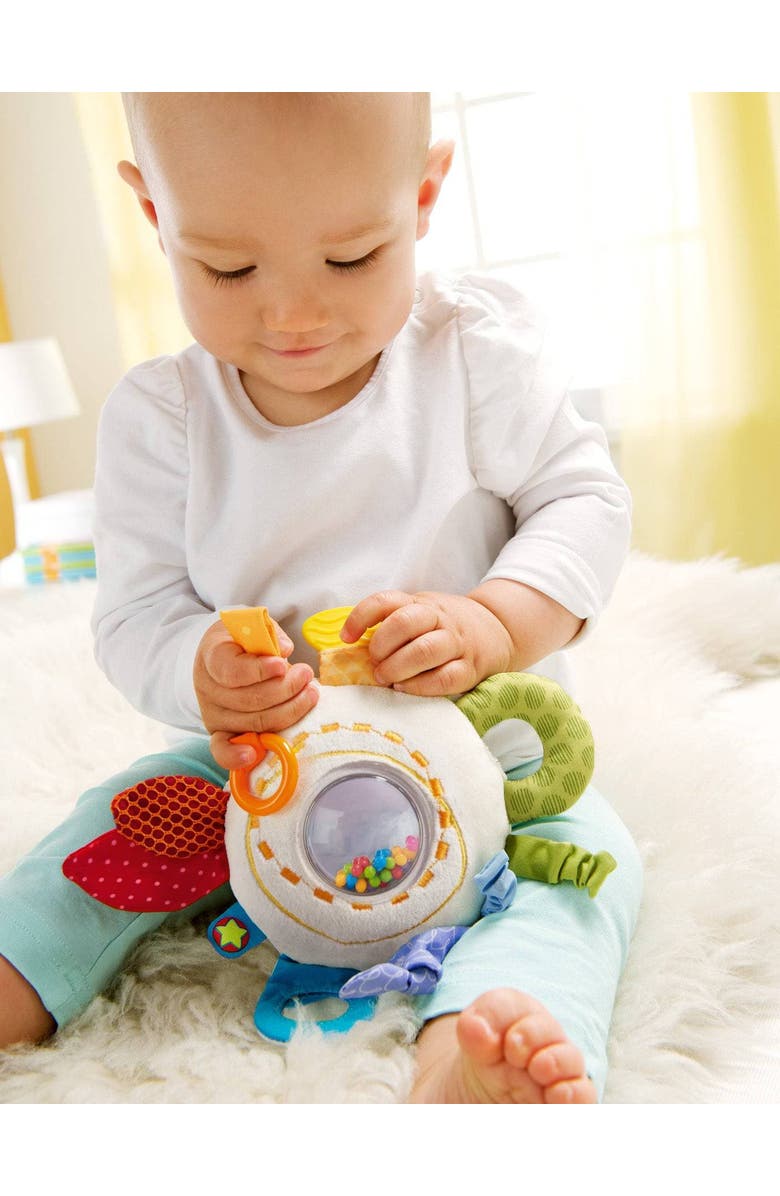 HABA Teether Cuddly Rainbow Round - Sensory Toys for Babies 6 Months+, Rattle & Baby Crawling Toys for Tummy Time, Baby Teether, Alternate, color, Multi