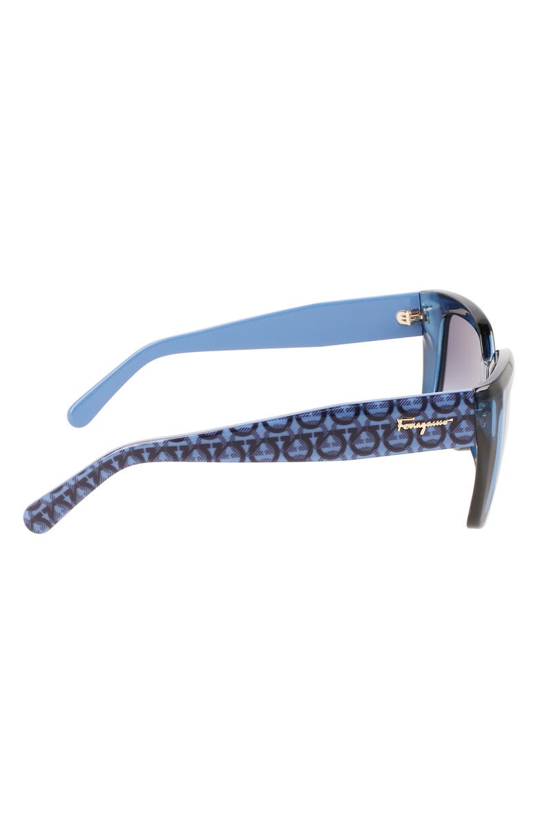 FERRAGAMO Gancini 55mm Gradient Rectangular Sunglasses, Alternate, color, Transparent Blue
