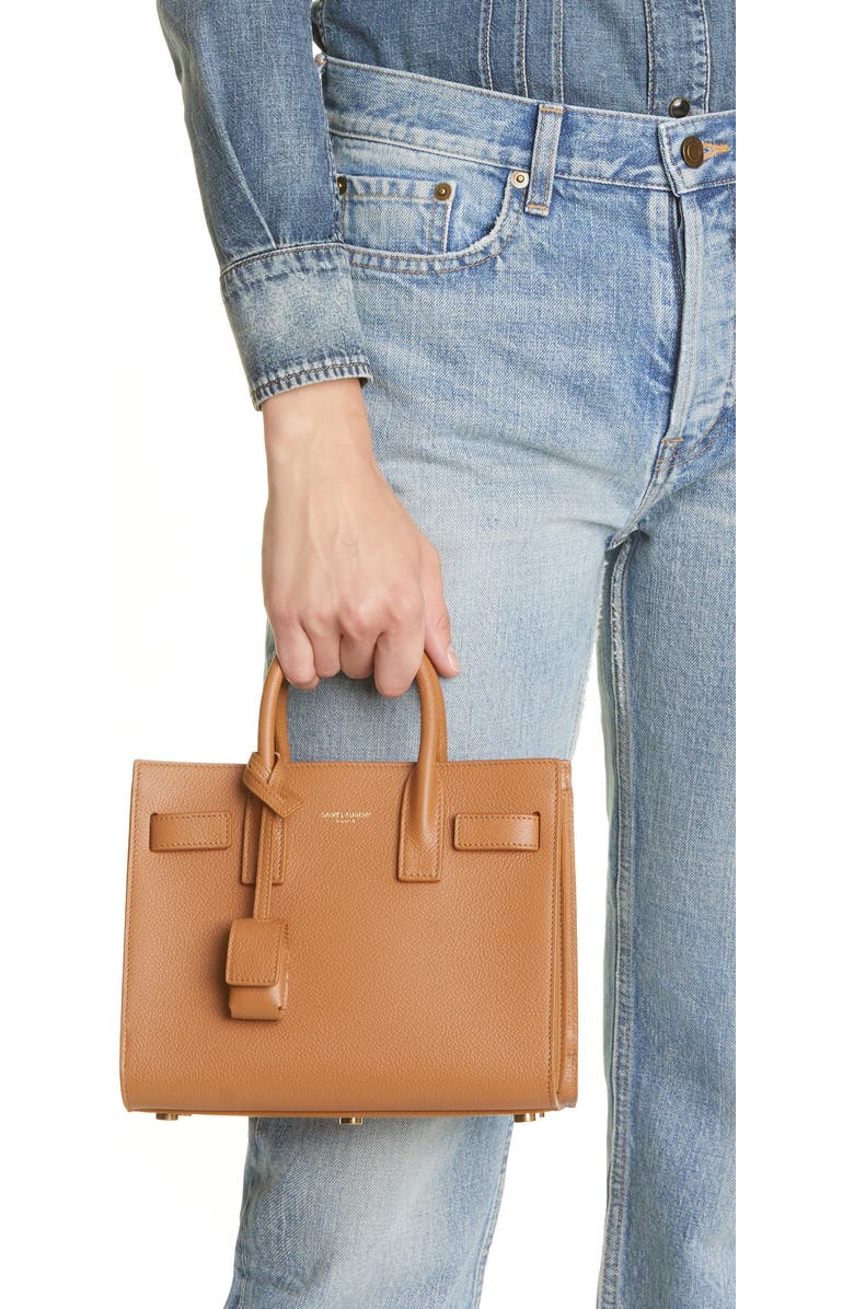 Saint Laurent Nano Sac de Jour Grained Leather Tote, Alternate, color,