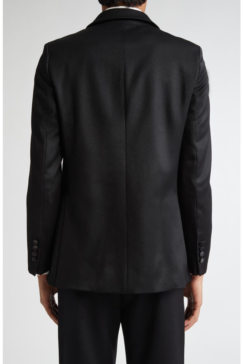 Barathea Peak Lapel Wool Tuxedo Jacket, Alternate, color, BLACK