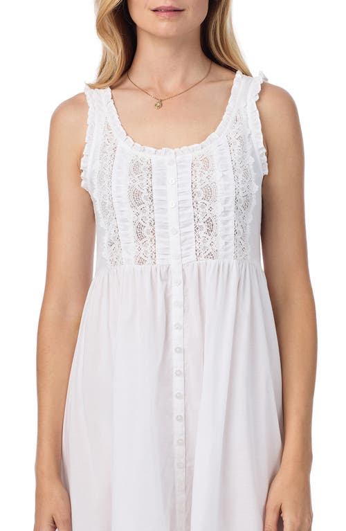 Eileen West Lace Trim Sleeveless Cotton Ballet Nightgown In White