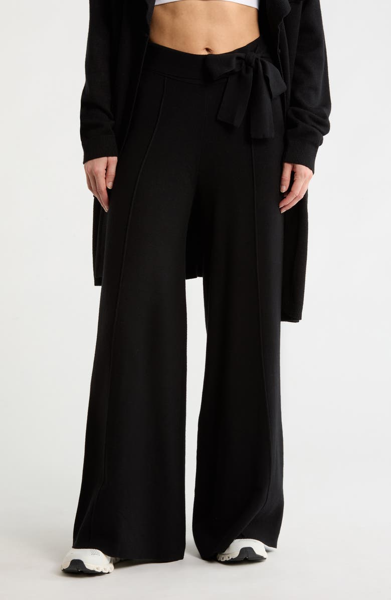 NYDJ Pintuck Knit Wide Leg Pants, Main, color, Black