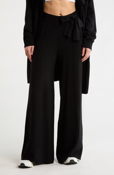Pintuck Knit Wide Leg Pants