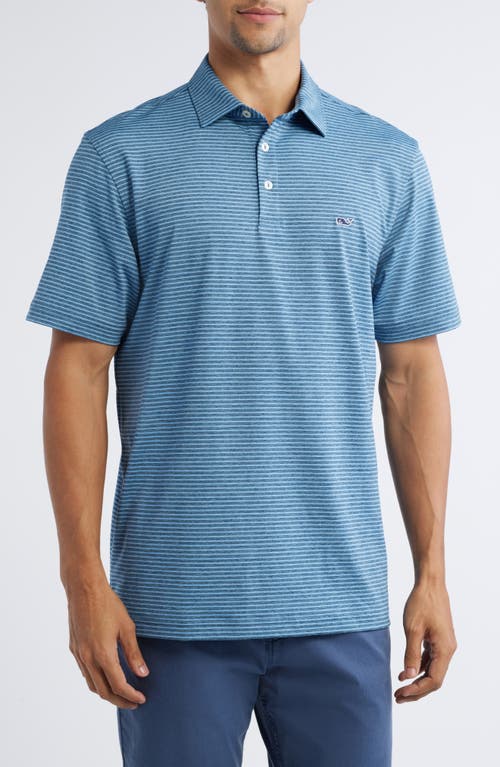 Vineyard Vines Stripe Sankaty Short Sleeve Performance Polo In Key Largo/coastline