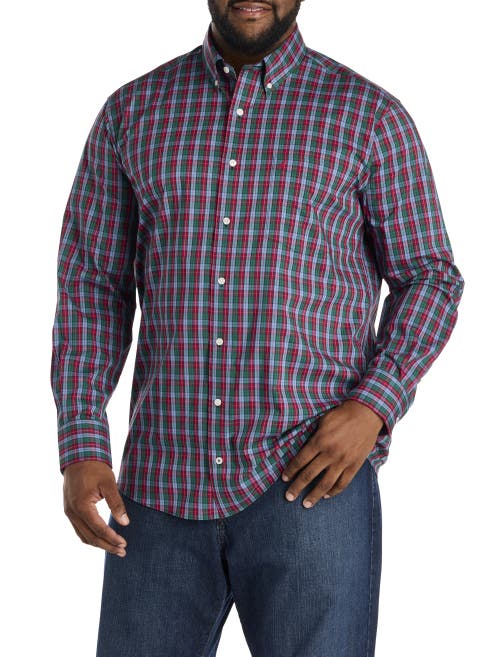 Nautica Big & Tall Performance Plaid Sport Shirt In Red