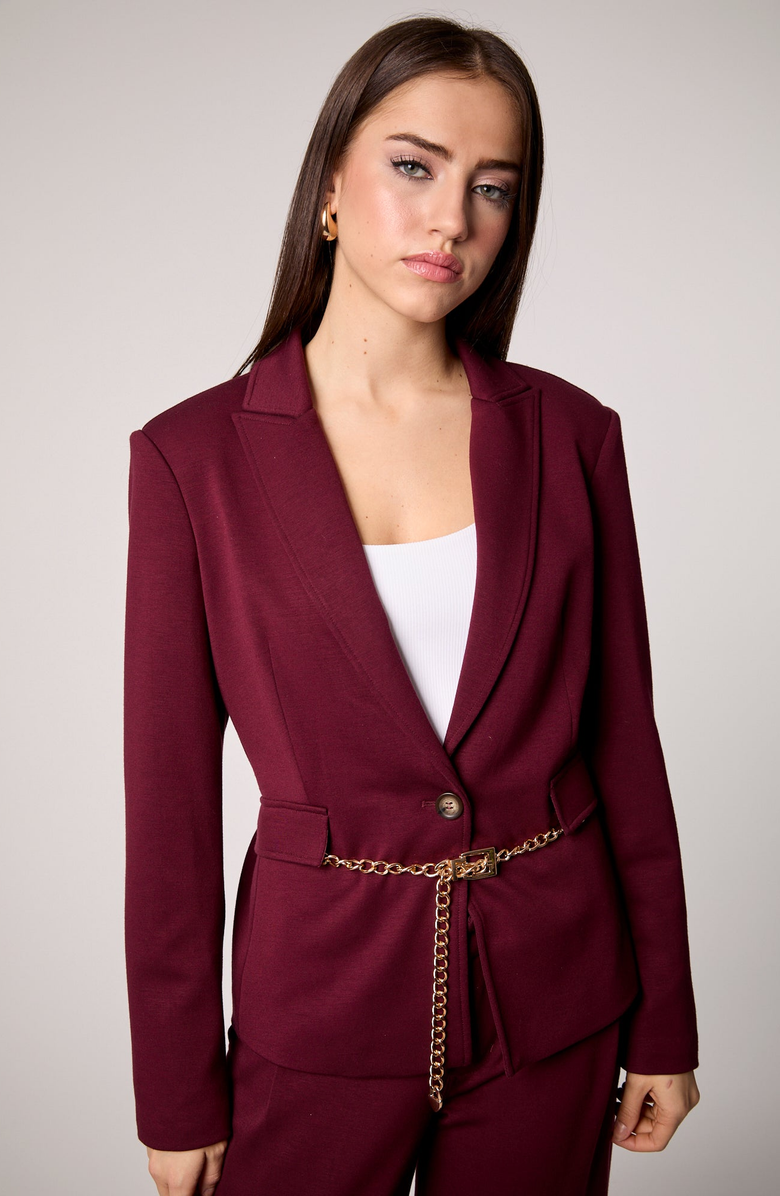 BLUE REVIVAL Taylor Belted Blazer, Main, color, Vampy