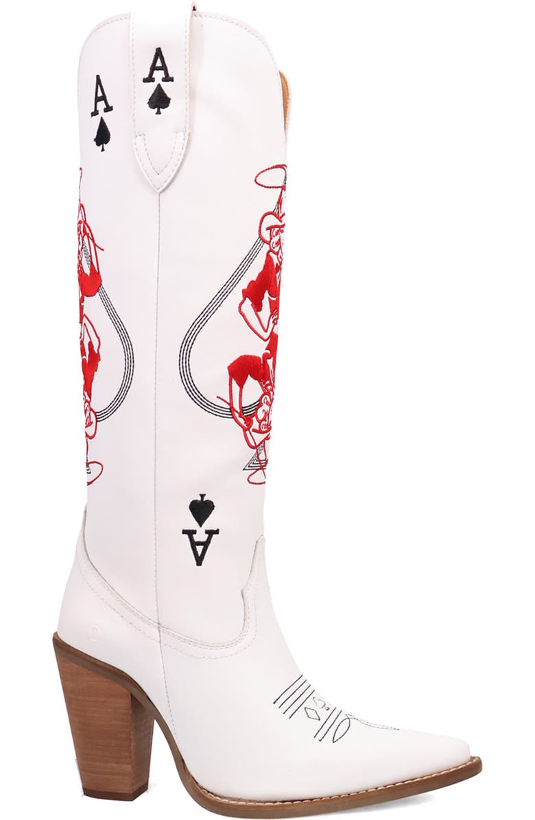 Dingo Ace of Spades Cowboy Boot, Alternate, color, White
