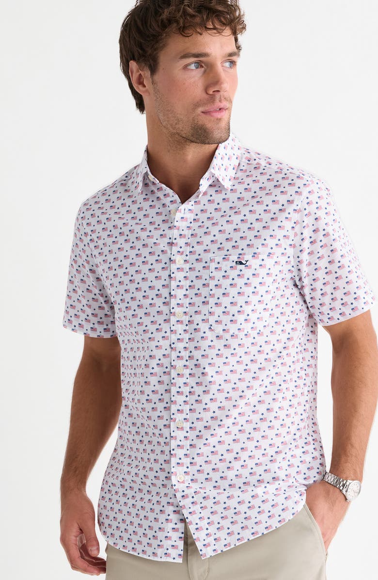 vineyard vines Flags & Stars Cotton Polo, Alternate, color, White Cap