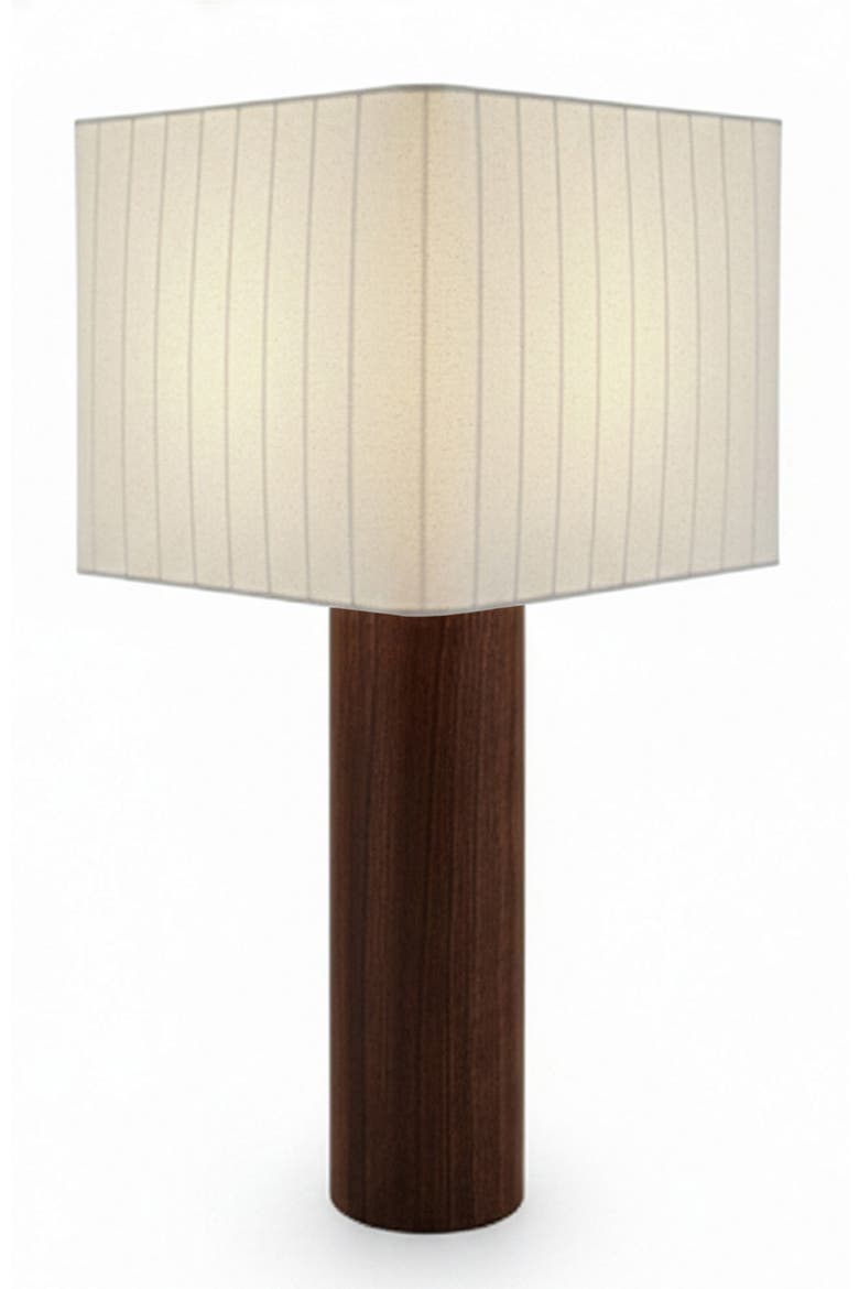 Koa 20" LED Table Lamp with Solid Walnut Wood Base and Triangle Cotton Shade, Main, color, Walnut