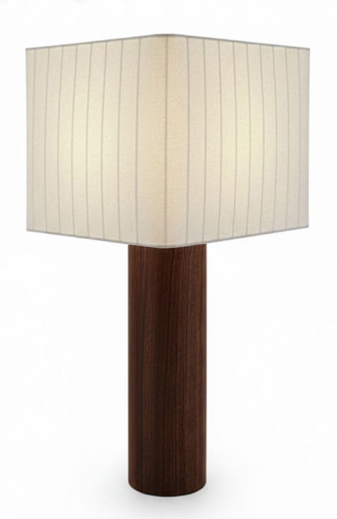 Koa 20" LED Table Lamp with Solid Walnut Wood Base and Triangle Cotton Shade