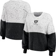 WEAR by Erin Andrews Women's WEAR by Erin Andrews  White/Black Las Vegas Raiders Lighweight Modest Crop Color-Block Pullover Sweater