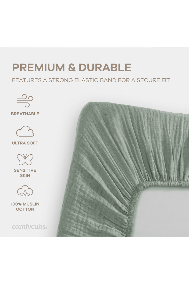 Muslin Cotton Bassinet Sheets, 1 Pack, Alternate, color, Fern