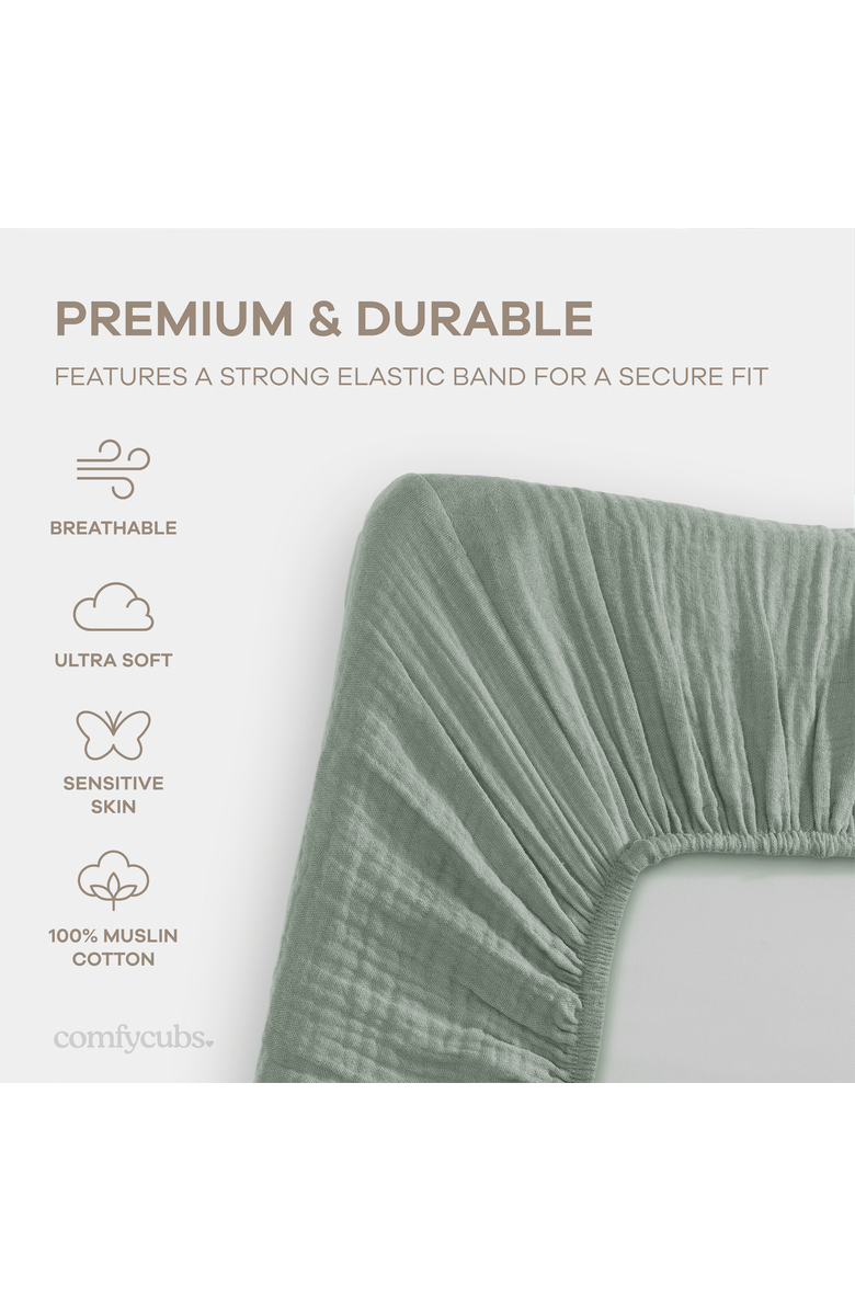 Comfy Cubs Muslin Fitted Bassinet Crib Sheet, Alternate, color, Fern