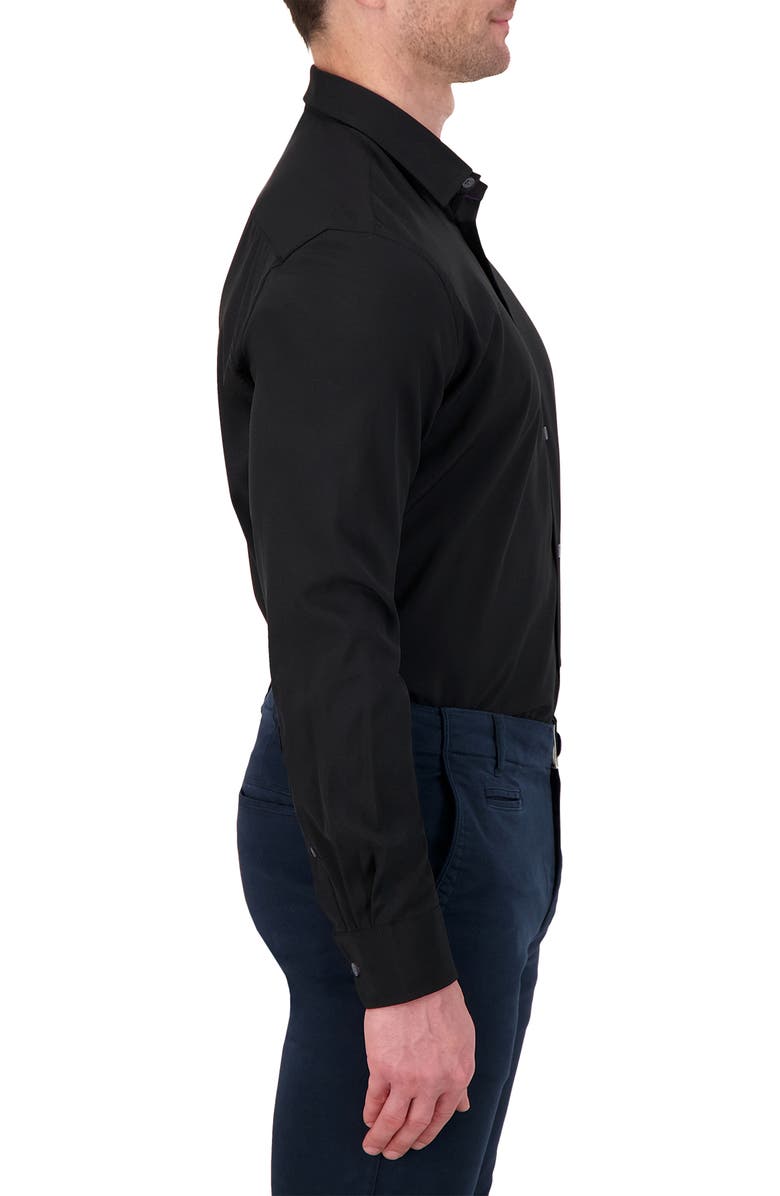Report Collection 4X Stretch Slim Fit Solid Black Dress Shirt, Alternate, color, 09 Black