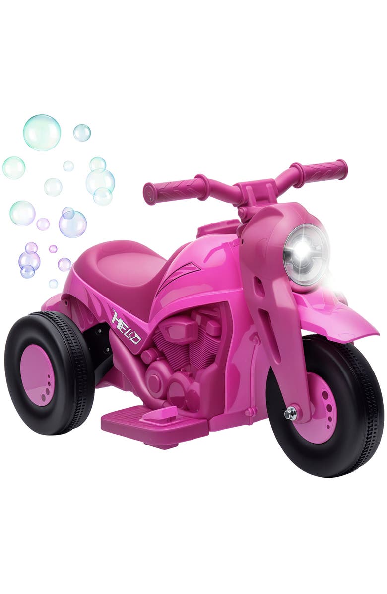 Qaba 6V 3-Wheeled Kids Ride on Motorcycle with Lights, Music, Main, color, Pink