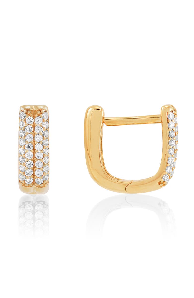 Frankie & Zoe Diamond Huggie Hoop Earrings, Alternate, color, Yellow Gold