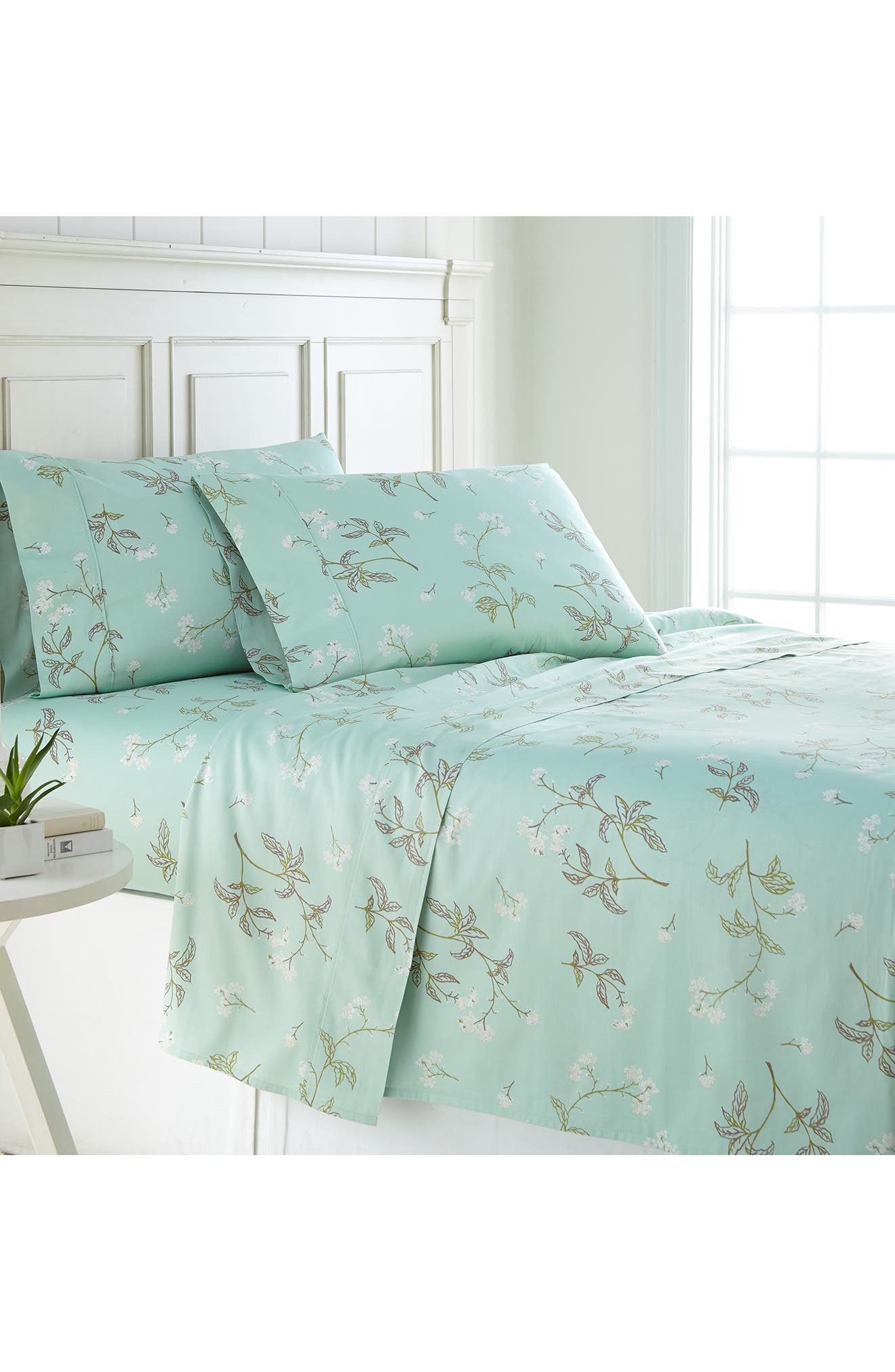 SOUTHSHORE FINE LINENS Myosotis Scorpioides 300 TC Long Staple Sateen Cotton Sheet Set