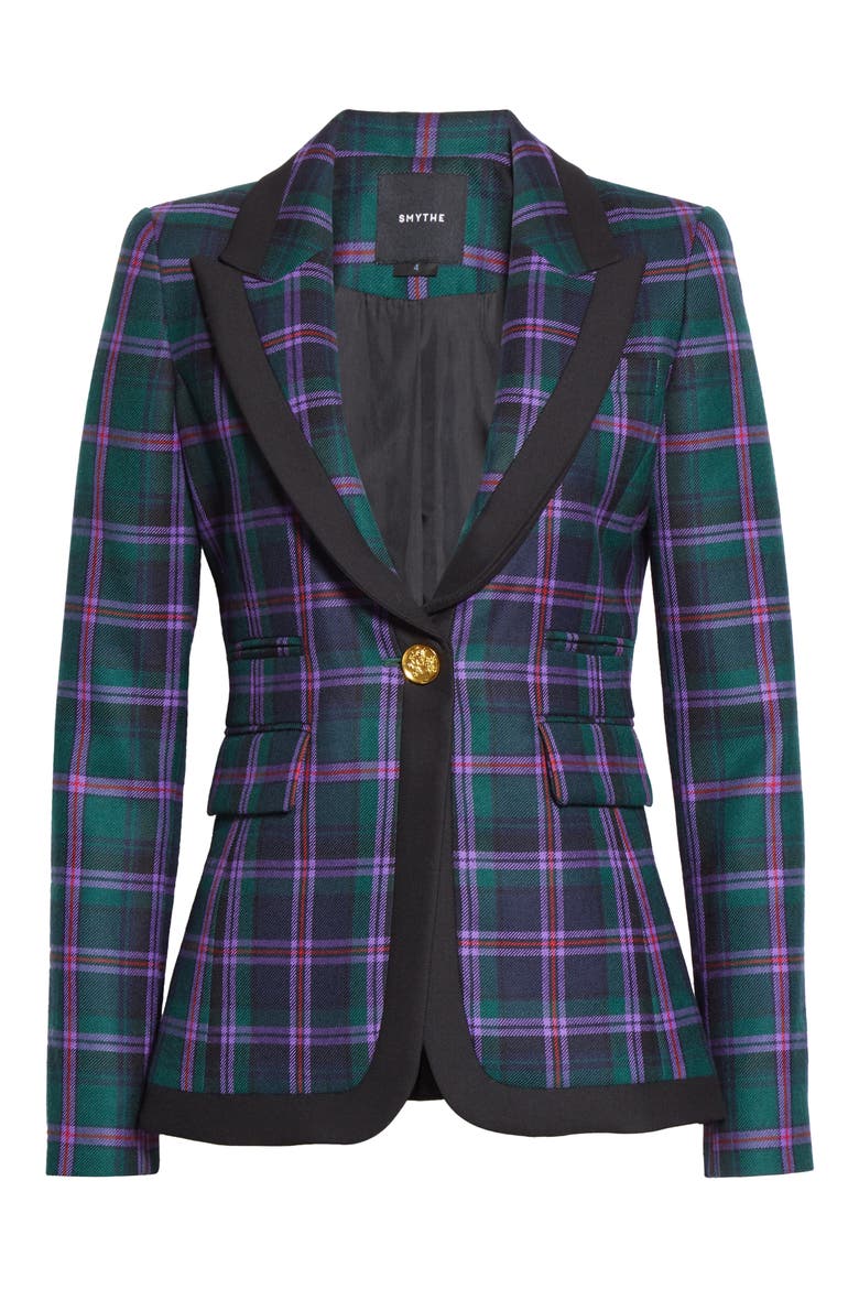 Tartan Peaked Lapel Wool Blazer, Alternate, color, COOPER TARTAN