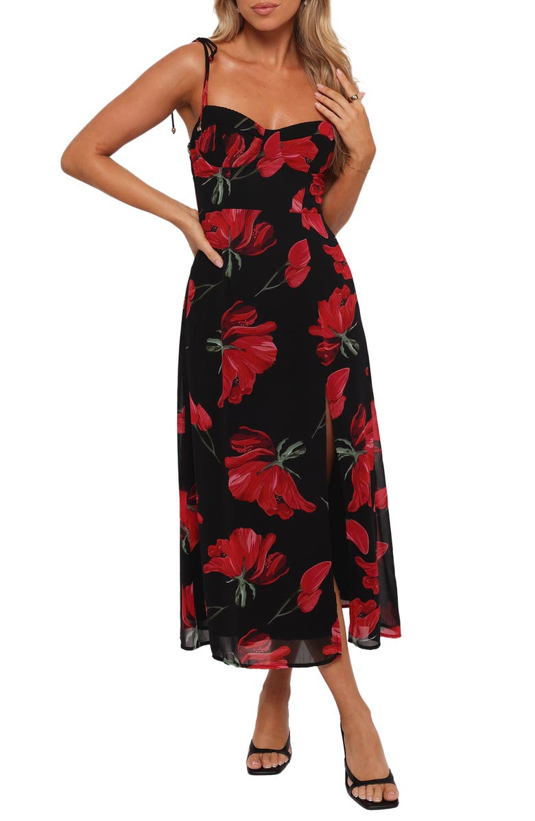 Petal & Pup Meg Floral Chiffon Midi Dress, Main, color, 