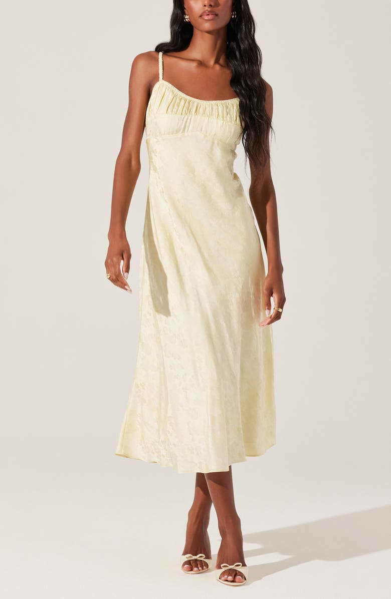 ASTR the Label Kaiya Floral Bias Cut Satin Dress, Alternate, color, Yellow