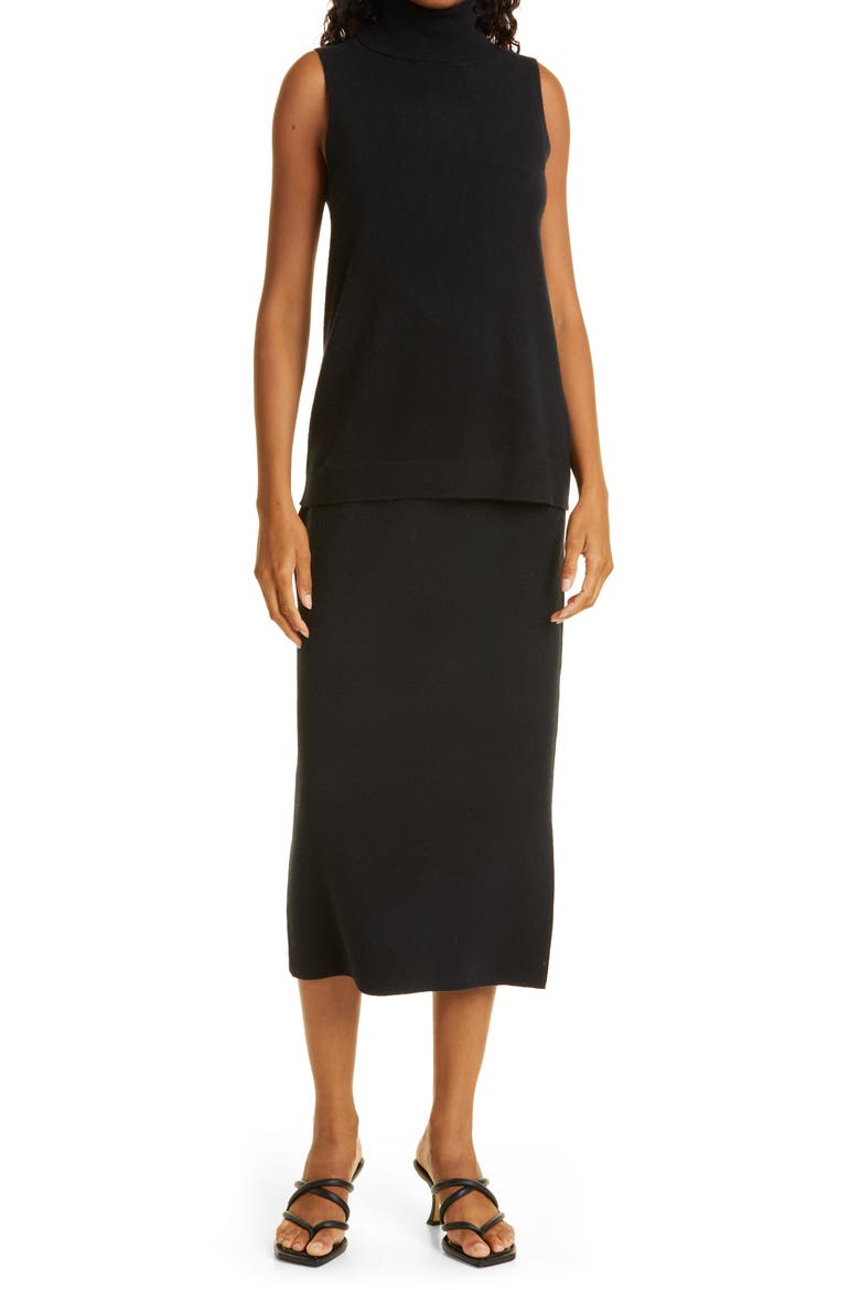 Sleeveless Cashmere Turtleneck Sweater, Alternate, color, BLACK