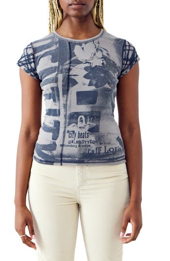 Shop Bdg Urban Outfitters Grunge Star Baby T-shirt In Charcoal