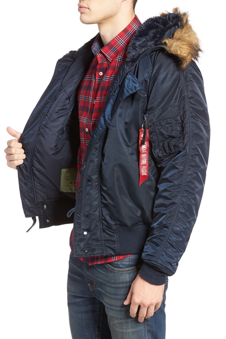 N-2B Short Hooded Parka, Alternate, color, REPLICA BLUE