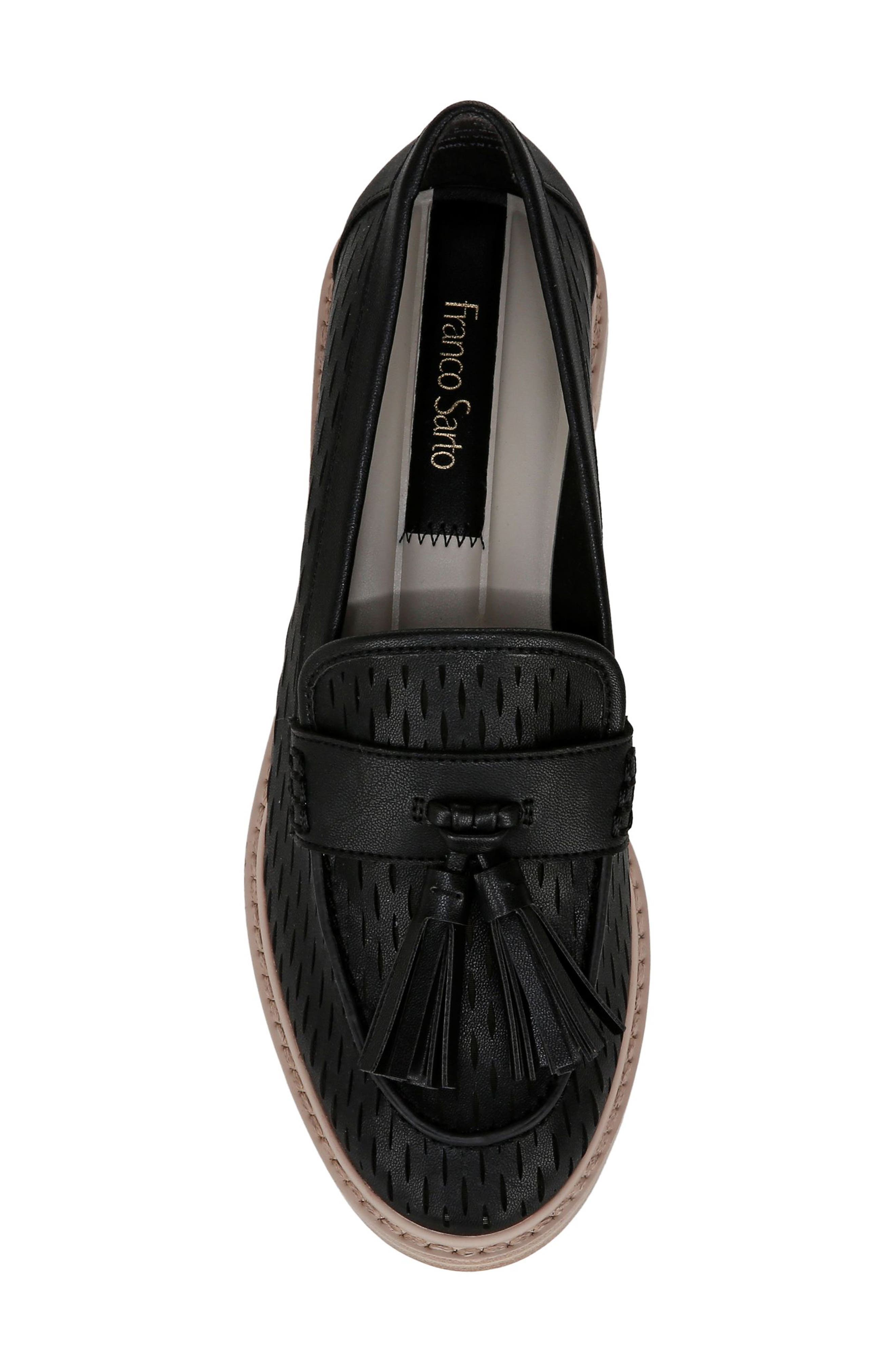 Franco Sarto Carolyn Low Tassel Loafer, Alternate, color, Black/ Black