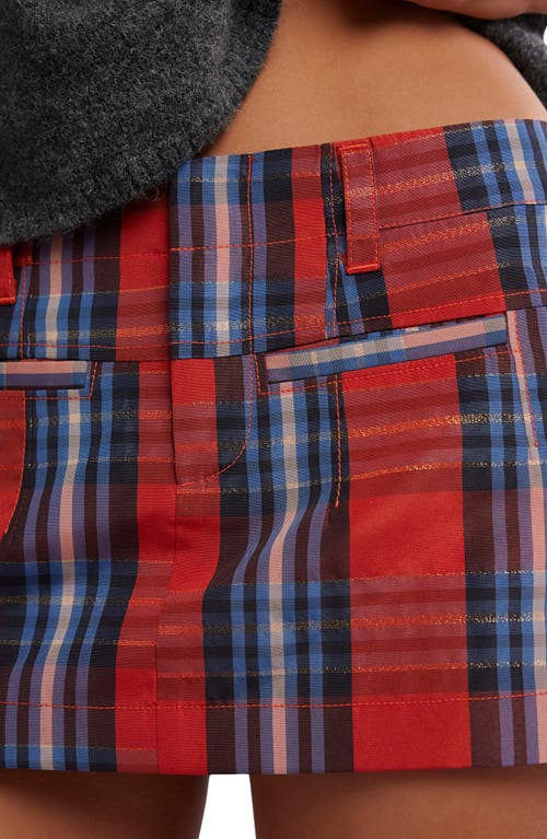 Free People Mille Fleurs Metallic Plaid Micro Miniskirt In Multi