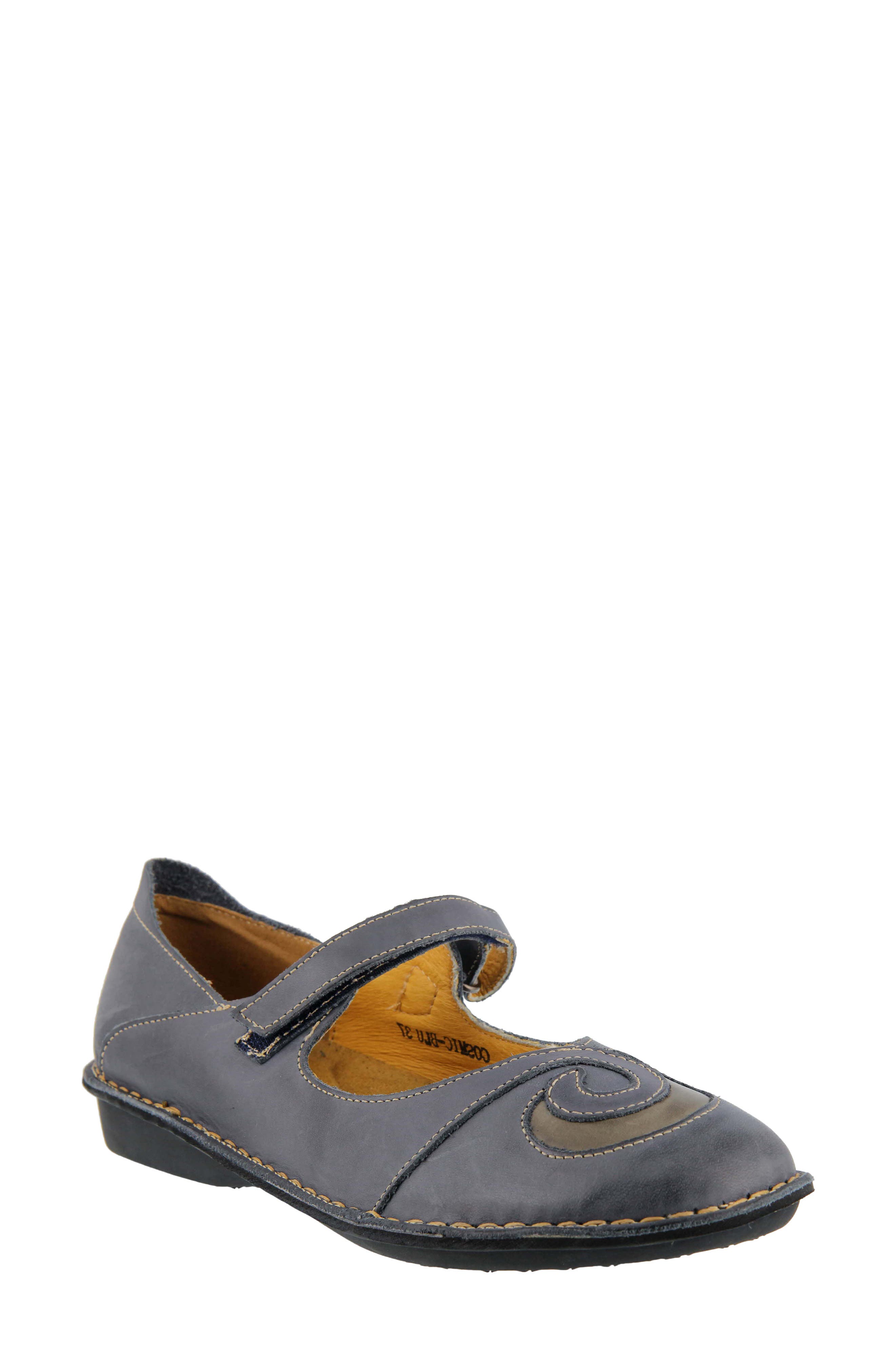 Spring Step Cosmic Mary Jane Flat, Main, color, Blue Leather