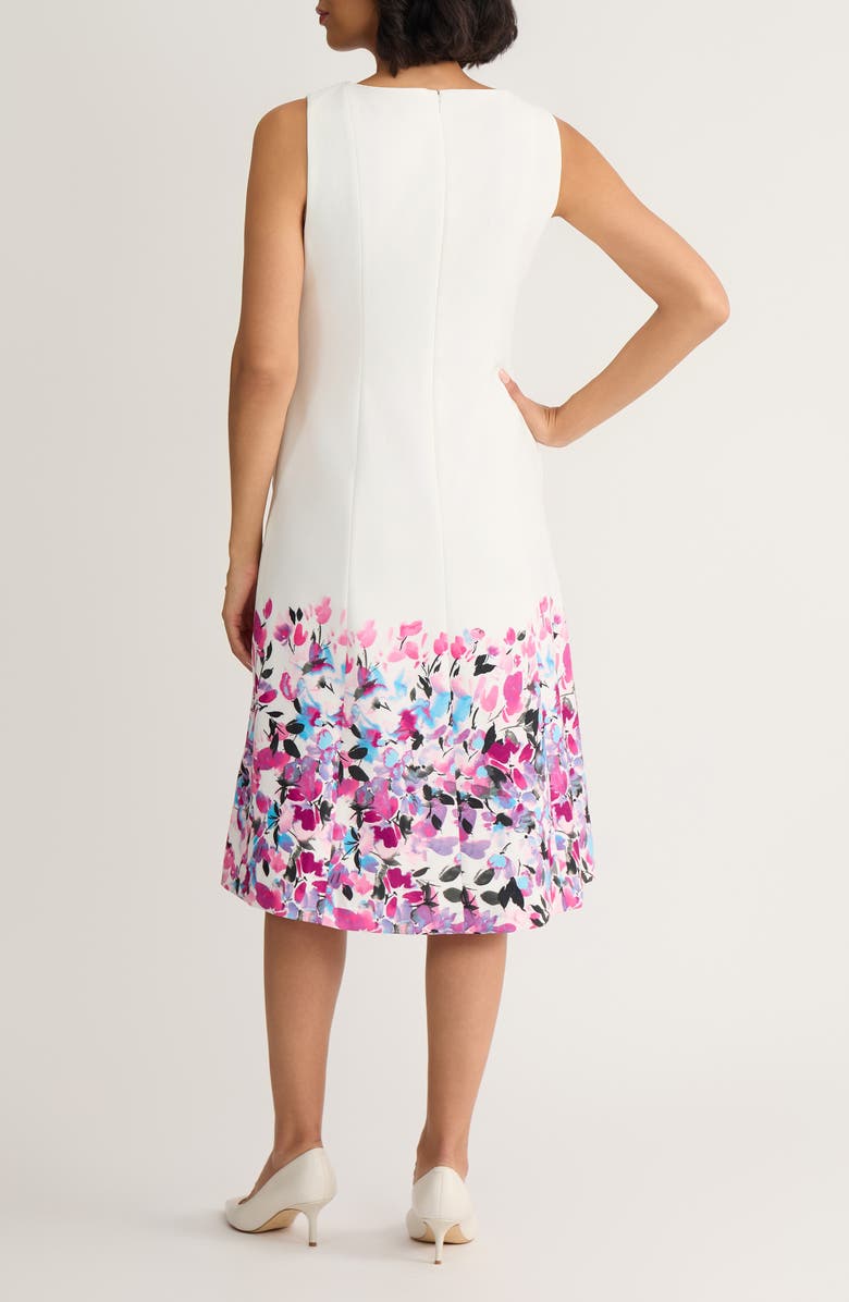 KASPER Paneled Princess Seam Sleeveless A-Line Dress, Alternate, color, Lily White Mult