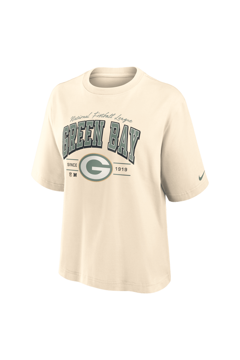 Women's Nike Cream Green Bay Packers Vintage Mod Boxy T-Shirt, Alternate, color, Cream