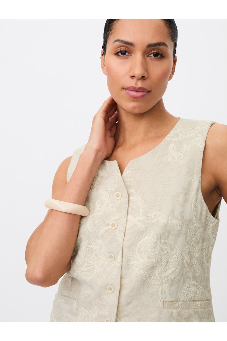 Majorvienne Embroidered Waistcoat, Alternate, color, Natural