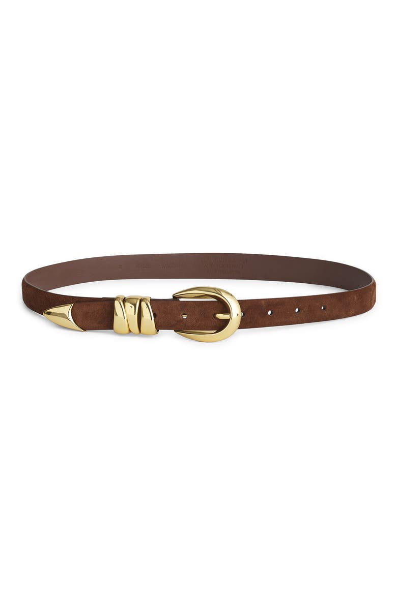 Triple Keeper Suede Belt, Main, color, SOFT MAHOGANY
