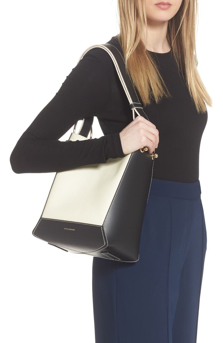 Strathberry Midi Lana Bridle Bicolor Calfskin Leather Hobo Bag, Alternate, color,