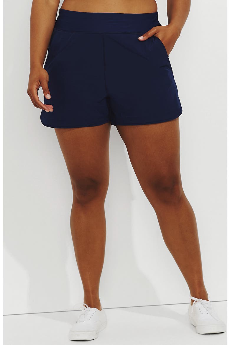 3" Quick Dry Elastic Waist Board Shorts Swim Cover-up Shorts with Panty, Main, color, Deep Sea Navy